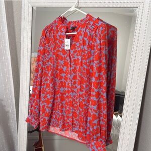 Floral Red and Blue Women's Top